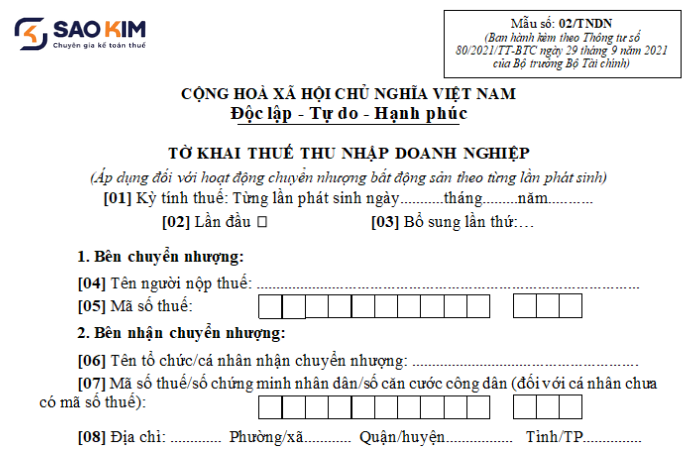 thuế chuyển nhượng bất động sản doanh nghiệp